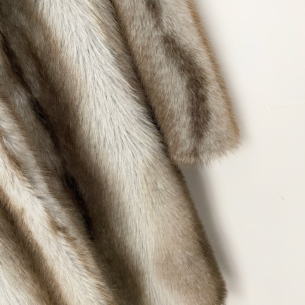 OFTBUY Luxury Long-Line Notch Lapel Faux Fur Coat - Elegant Winter Vegan Fur Overcoat