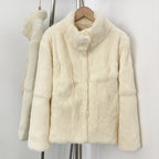OFTBUY Women's Real Rabbit Fur Coat Luxury Camel Fur Jacket with Stand Collar New Warm Autumn Winter Clothes Female Outerwear