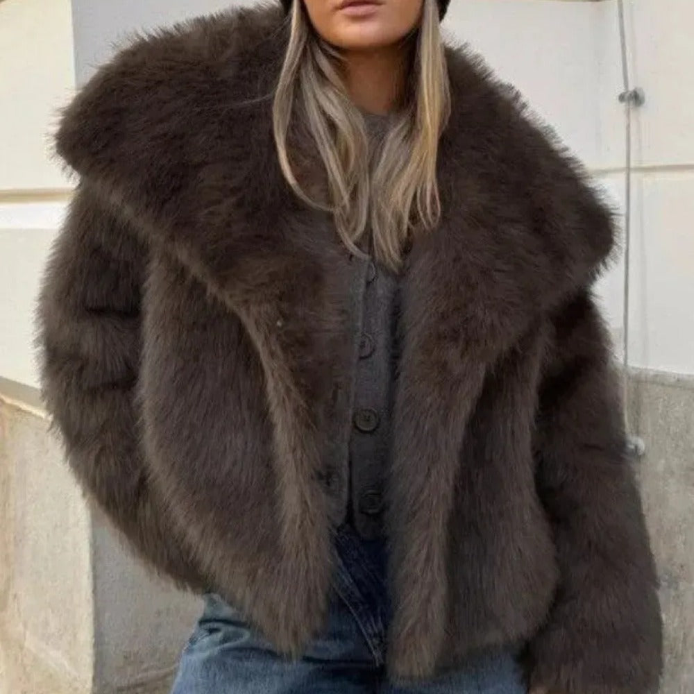 OFTBUY High Street Luxury Big Fur Collar Faux Fox Fur Jacket Female Overcoats Winter Clothes New Fashion Gradient Fluffy Fur Coat Women