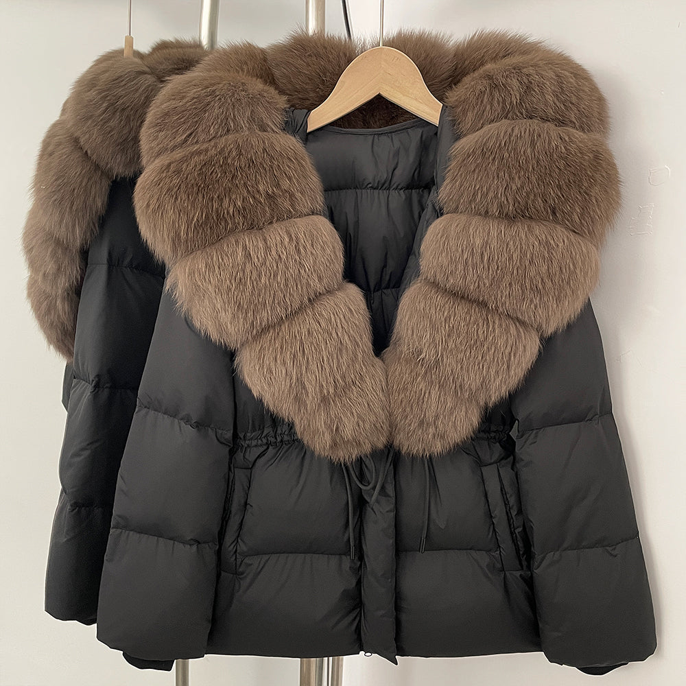 OFTBUY Big Real Fox Fur Collar Duck Down Coat Female New Winter Hooded Warm Down Clothes Women Natural Raccoon Fur Puffer Jacket