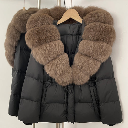 OFTBUY Big Real Fox Fur Collar Duck Down Coat Female New Winter Hooded Warm Down Clothes Women Natural Raccoon Fur Puffer Jacket
