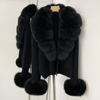 OFTBUY Loose Fit Warm Winter Fashion Lady Outerwear Sweater Female New Women's Knit Cardigan with Large Real Fox Fur Collar