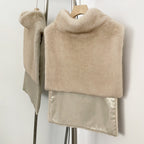 OFTBUY New Women's Faux Fur Sleeveless Gilet with Turtleneck Collar Soft Warm Beige Outerwear Winter Clothes Women Fashion Coats