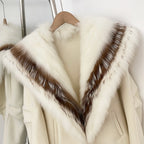 OFTBUY Pockets Warm Winter Luxury Elegant Fashion Outerwear New Women's Double Face Wool Coat with Contrast Real Fox Fur Collar