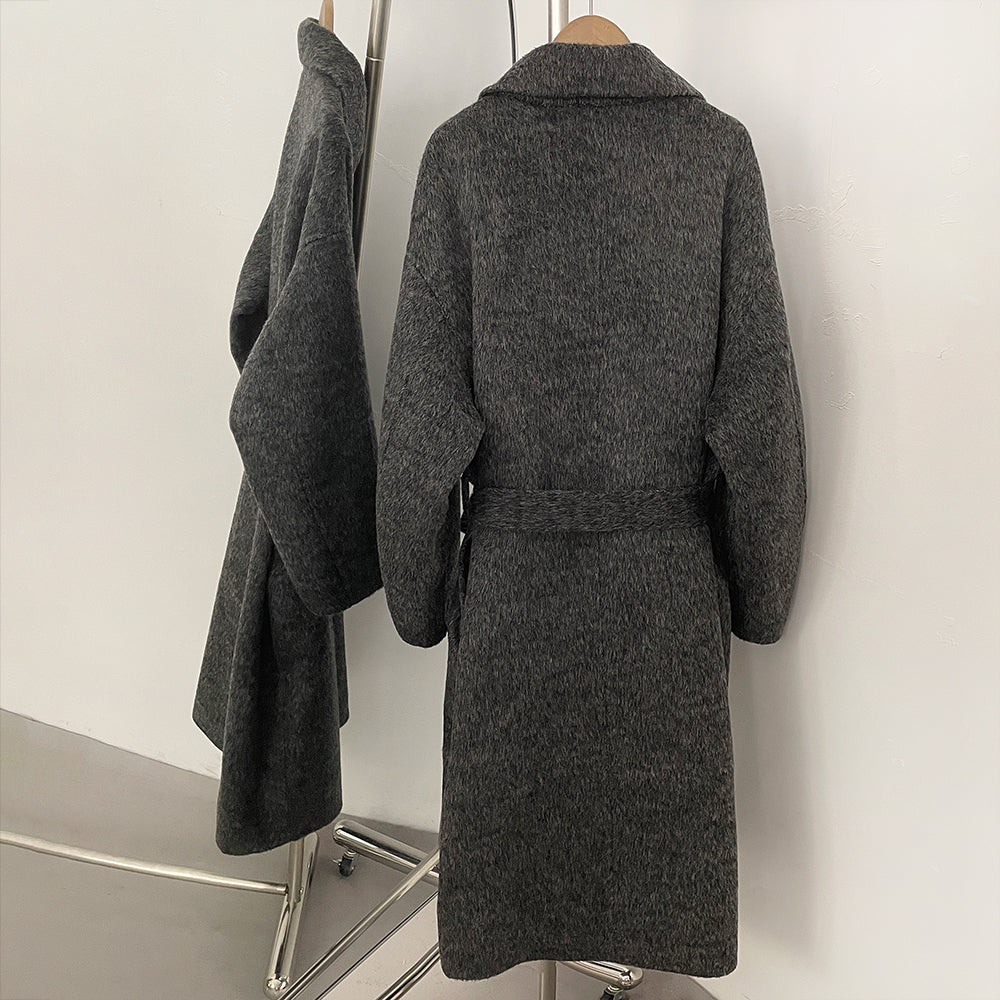 OFTBUY Elegant Double-sided Alpaca Wool Coat Female Long Belt Woolen Clothes Women New Autumn Winter Long Sleeve Cashmere Jacket