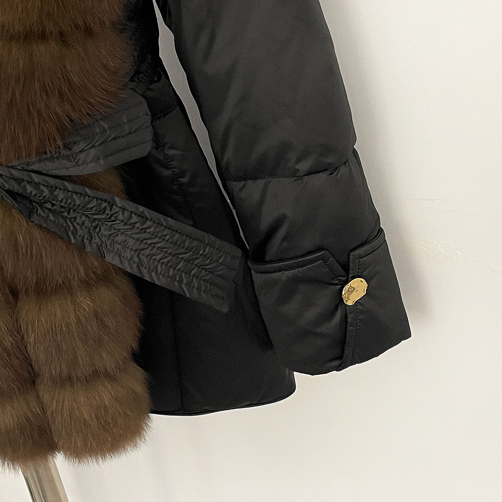 OFTBUY Luxury Women's Down Jacket women Warm Winter Parka Outerwear Duck Down Real Fox Fur Collar Belted Puffer Coat female