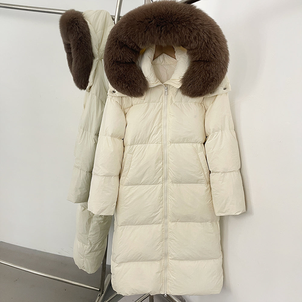 OFTBUY Duck Down Warm Windproof Puffer Coat New Women's Long Hooded Down Jacket Real Fur Collar Winter Thickened Parka Outerwear