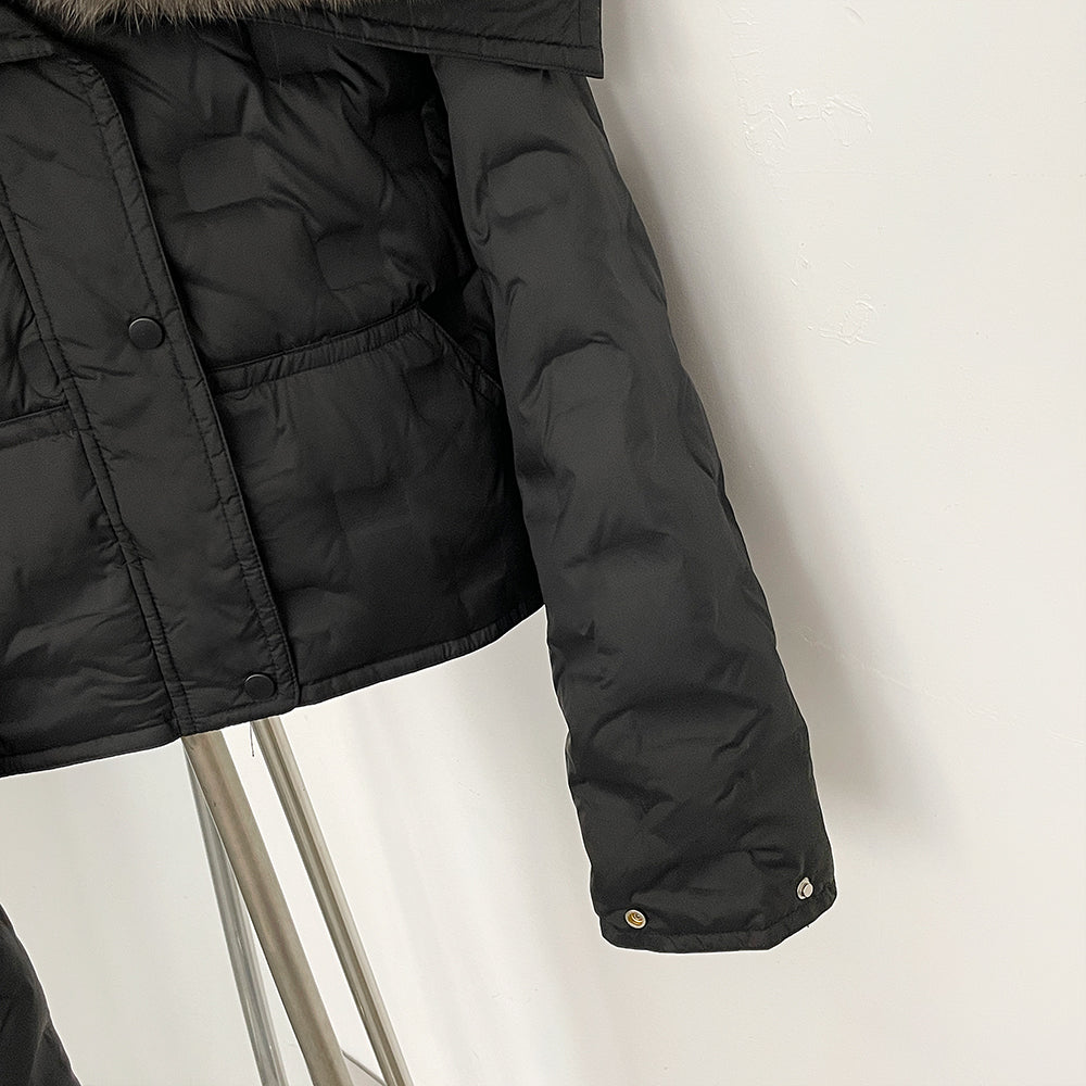 OFTBUY Thickened Warm Fluffy Real Fox Fur Puffer Jacket Women Short Long Sleeve White Duck Down Coat Female New Winter Clothing