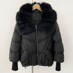 OFTBUY New Autumn Winter Clothes Women Natural Fox Fur Coat Fashion Warm Knit Sleeve Puffer Jacket Real Fur Duck Down Overcoat