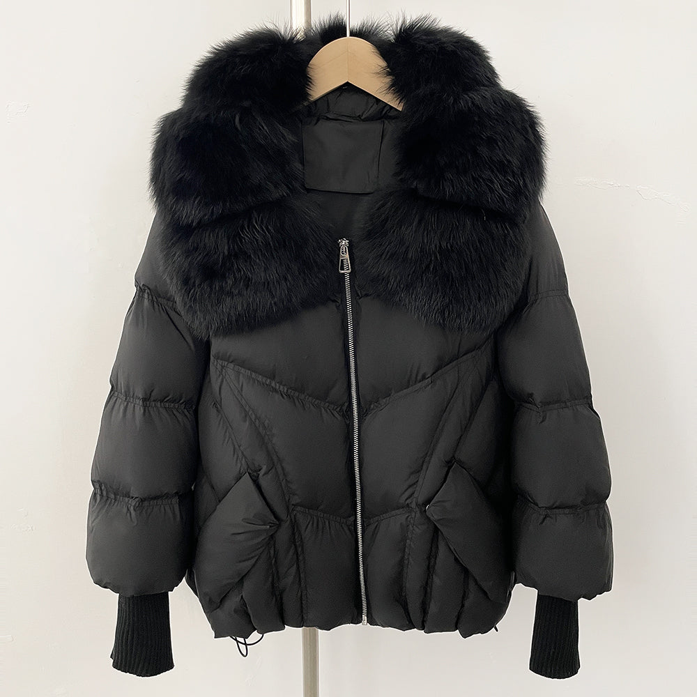 OFTBUY New Autumn Winter Clothes Women Natural Fox Fur Coat Fashion Warm Knit Sleeve Puffer Jacket Real Fur Duck Down Overcoat