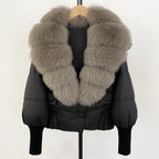 OFTBUY Big Natural Fox Fur Coat Women New Winter 90% White Duck Down Jacket Female Short Puffer Feather Coats Parkas