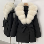 OFTBUY Natural Fox Fur Collar Fluffy Puffer Jacket Women Thickened Warm Real Fur White Duck Down Coat New Winter Parke Outerwear