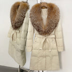 OFTBUY Thickened Warm Duck Down Coat Female Luxury Long Belt New Winter Natural Fox Fur Clothes Women Silm Puffer Jacket Outwear