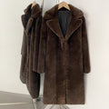 OFTBUY Women's Elegant Luxury Faux Mink Fur Long Coat Artificial Fur Jacket Female Warm Outerwear New Autumn Winter Clothes