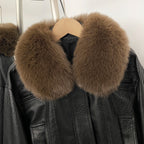 OFTBUY New Spring Autumn Short Top Clothes Women Fashion Pu Leather Jacket with Faux Fur Collar Biker Fake Leather Coat Female