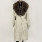 OFTBUY New Zipper Autumn Winter Clothes Women Natural Fox Fur Collar Goose Down Coat Long Warm Thickened Real Fur Puffer Jacket