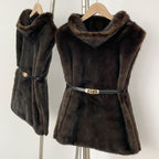 OFTBUY Luxury Sleeveless Faux Fur Jacket Women Fashion New Autumn Winter Fake Fur Clothes Female Warm Thick Belt Artificial Fur Coat
