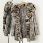 OFTBUY Natural Rabbit Fur Coat Autumn Winter Clothes Women Fashion Luxury Real Fox Fur Jacket Thick Warm Long Sleeve Overcoat