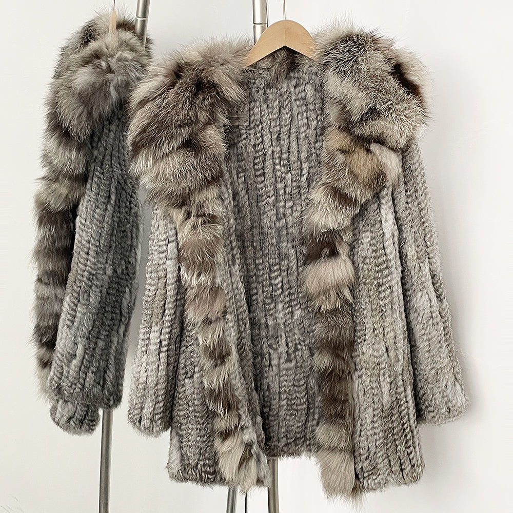 OFTBUY Natural Rabbit Fur Coat Autumn Winter Clothes Women Fashion Luxury Real Fox Fur Jacket Thick Warm Long Sleeve Overcoat