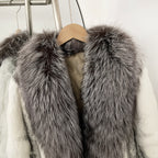 OFTBUY New Autumn Winter Clothes Women Mid-length Real Fox Fur Collar Jacket Female Luxury Warm Thick Natural Rabbit Fur Coat