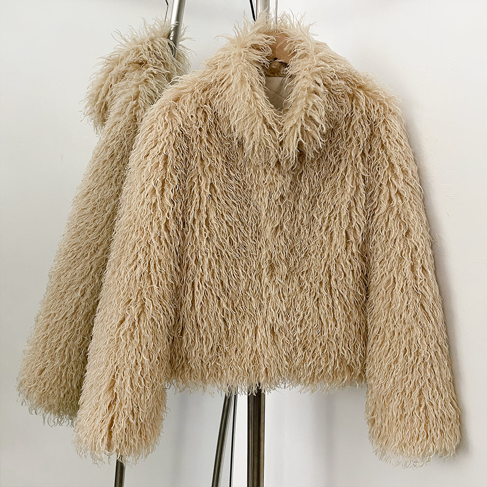 OFTBUY Wholesale Faux Fur Coat Female Artificial Mongolian Sheep Fur Fluffy Jacket Women New Winter Thickened Warm Outerwear Lady
