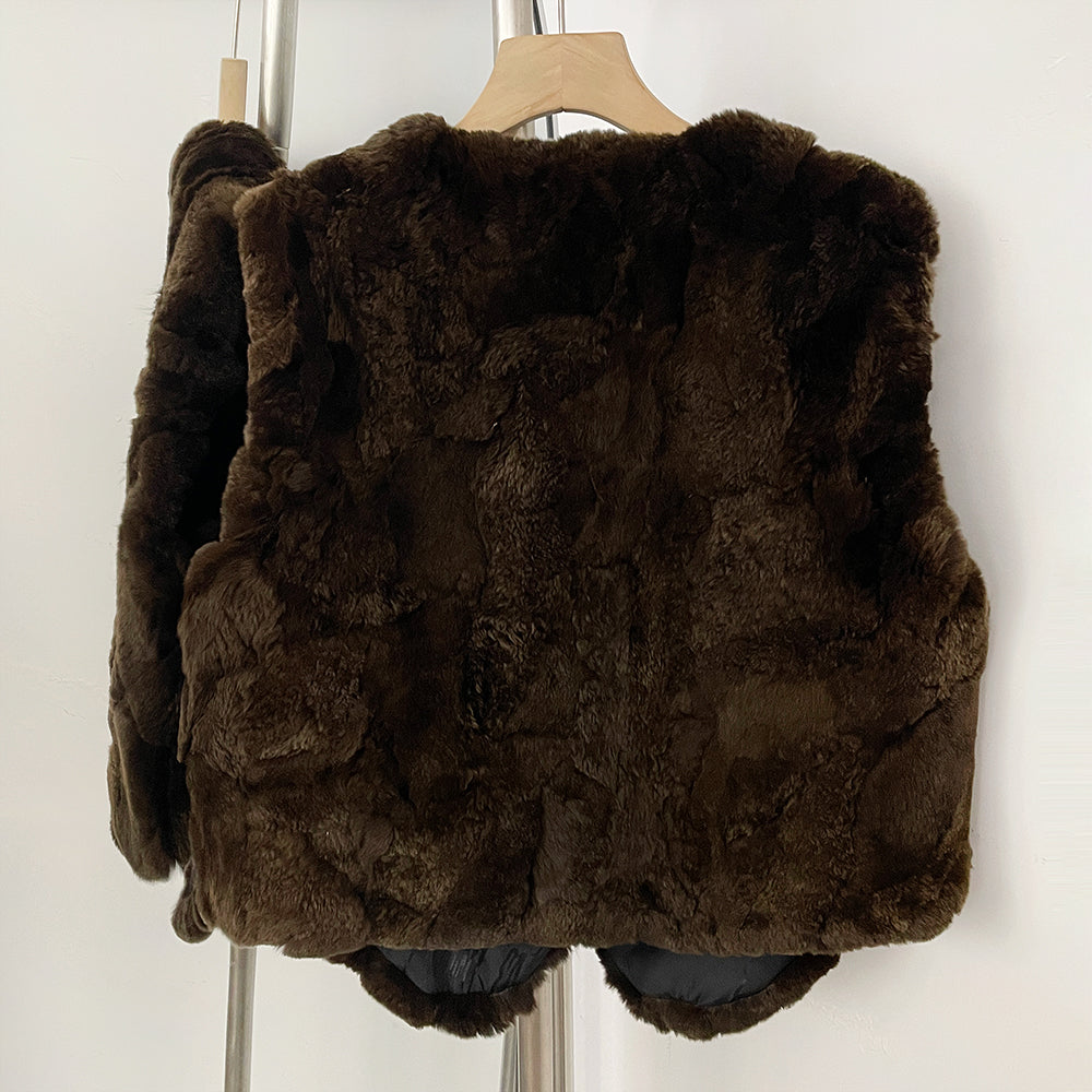 OFTBUY New Autumn Winter Luxury Clothes Outerwear Women's Real Rex Rabbit Fur Vest Fashion V-Neck Natural Fur Waistcoat Female