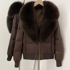 OFTBUY Zipper Luxury Warm Winter New Women's Puffer Jacket with Real Fox Fur Collar Fashion Outerwear Duck Down Coat Female