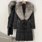 OFTBUY Thickened Warm Duck Down Coat Female Luxury Long Belt New Winter Natural Fox Fur Clothes Women Silm Puffer Jacket Outwear