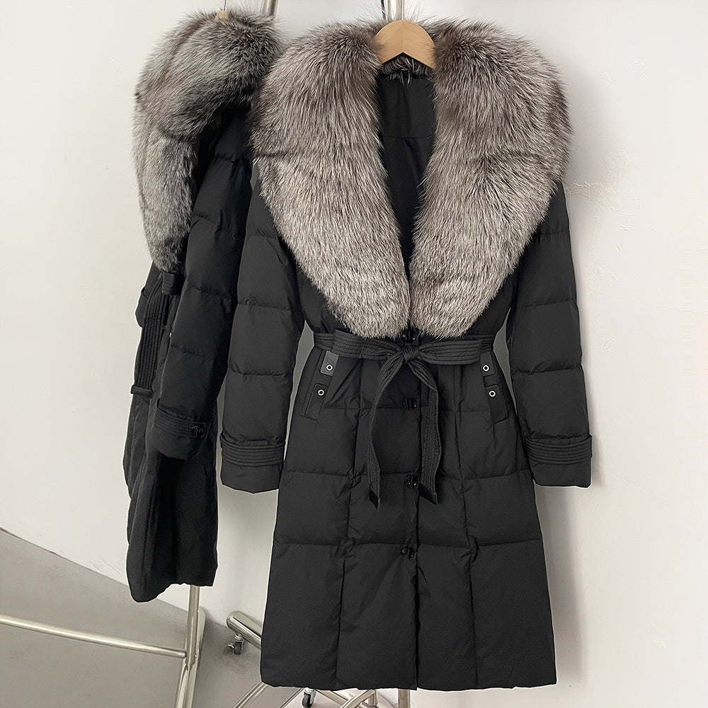 OFTBUY Thickened Warm Duck Down Coat Female Luxury Long Belt New Winter Natural Fox Fur Clothes Women Silm Puffer Jacket Outwear