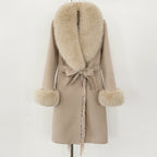 OFTBUY Short Real Fox Fur Wool Coat New Autumn Winter Clothes Women Fashion Natural Fur Woolen Jacket Female Tassel Overcoat