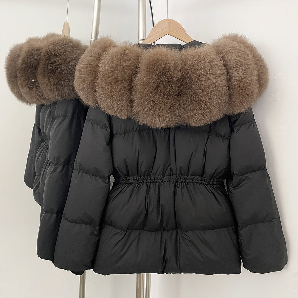 OFTBUY Big Real Fox Fur Collar Duck Down Coat Female New Winter Hooded Warm Down Clothes Women Natural Raccoon Fur Puffer Jacket