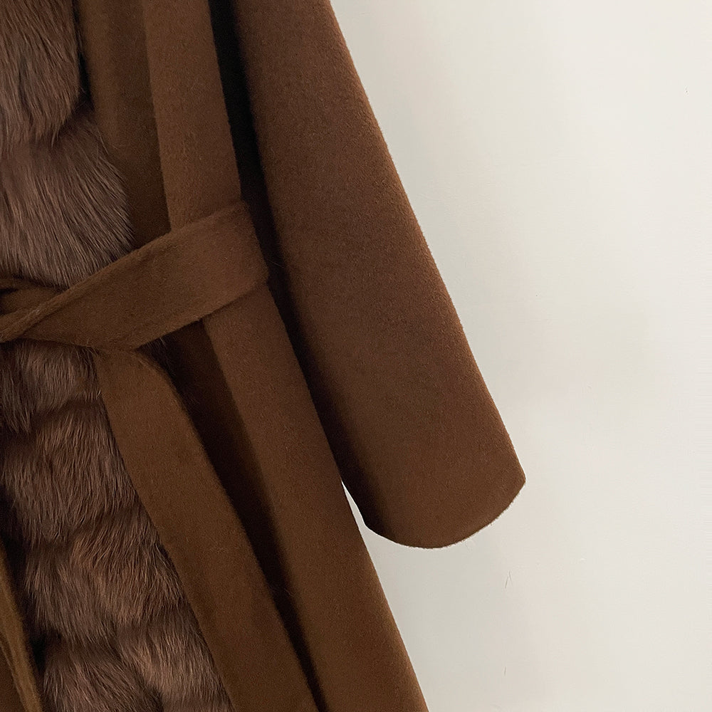 OFTBUY Long Natural Fur Wool Coat Fashion Warm Big Real Fox Fur Jacket Female New Autumn Winter Clothes Women Woolen Overcoat