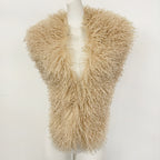OFTBUY Women's Faux Mongolian Fur Vest Open Front Fluffy Faux Fur Waistcoat with Back Tie New Autumn Winter Outerwear Female