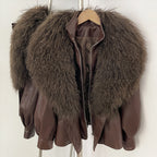 OFTBUY New Spring Autumn Faux Leather Jacket Female Real Mongolia Sheep Fur Pu Leather Coat Women Luxury Fashion Streetwear