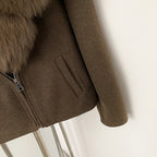 OFTBUY Women's Luxury Real Fox Fur Collar Knit Coat Warm New Autumn Winter Jacket Female Elegant Cardigan Sweater Outerwear