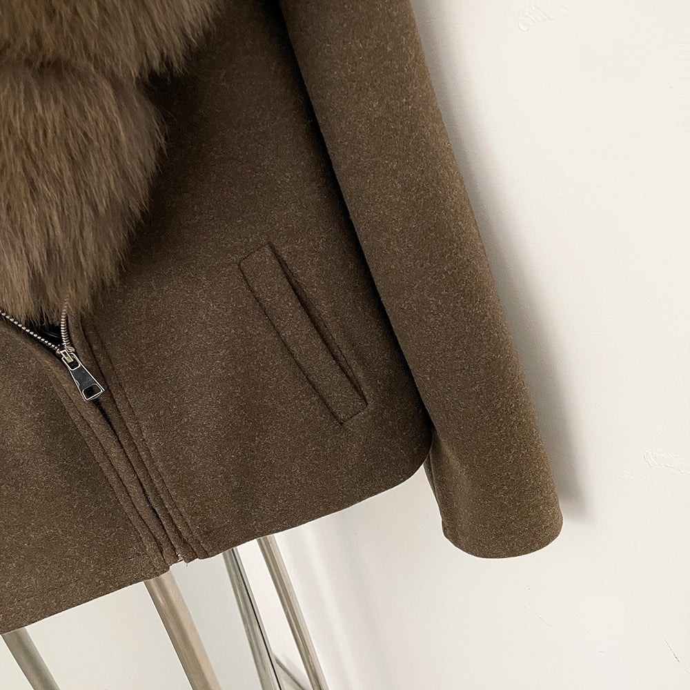 OFTBUY Women's Luxury Real Fox Fur Collar Knit Coat Warm New Autumn Winter Jacket Female Elegant Cardigan Sweater Outerwear