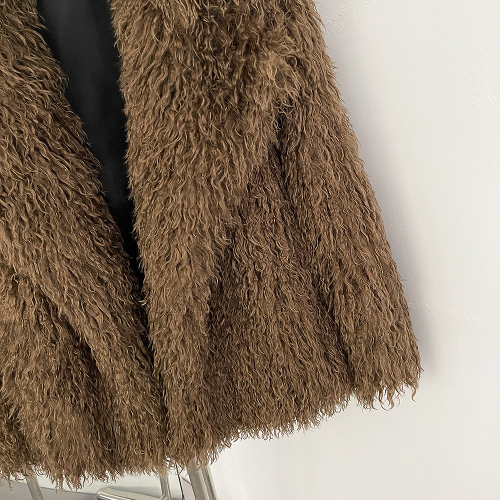 OFTBUY New Winter Clothes Women Fashion Faux Mongolia Sheep Fur Coat Warm Thick Fake Fur Jacket Long Sleeve Artificial Fur Overcoat