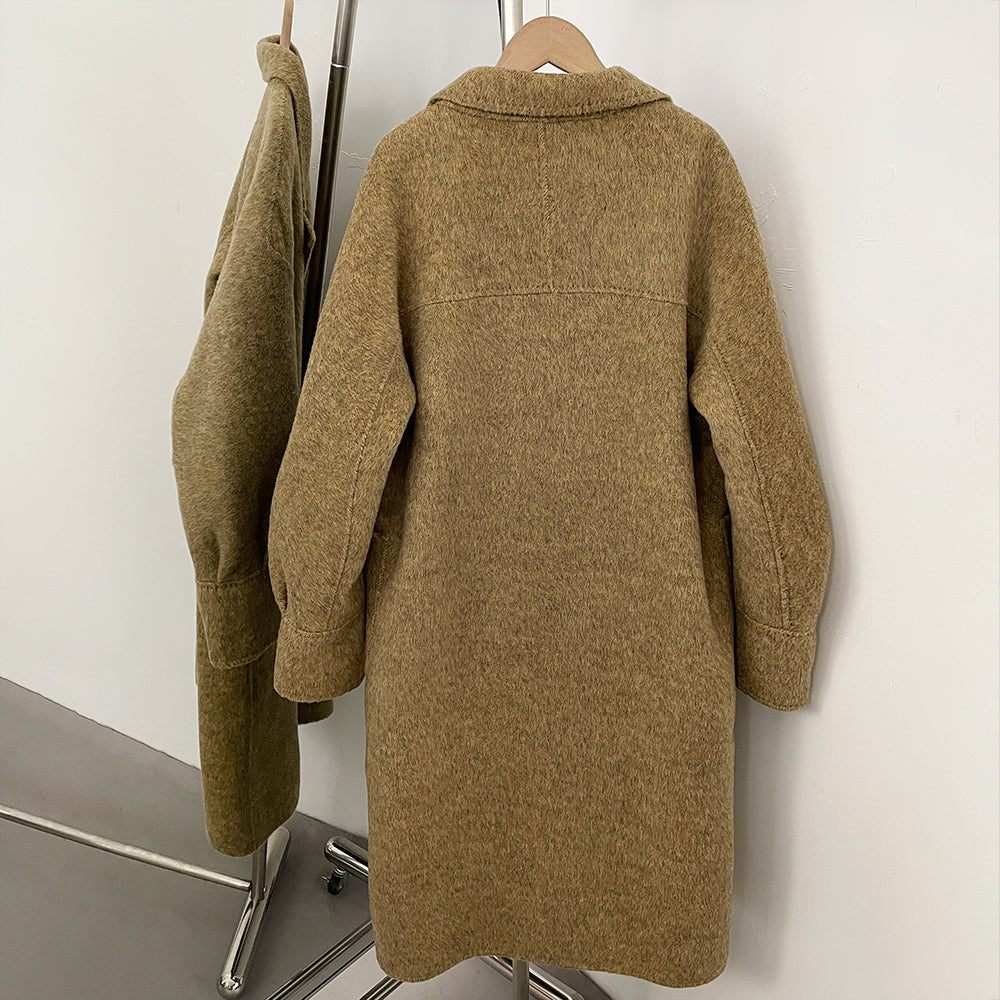 OFTBUY Warm Cashmere Wool Jacket Long Double-breasted Double-sided Woolen Coat Female New Autumn Winter Lapel Top Clothes Women