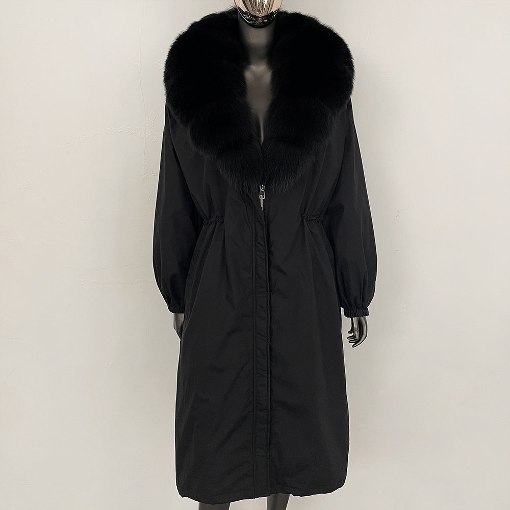 OFTBUY New Zipper Autumn Winter Clothes Women Natural Fox Fur Collar Goose Down Coat Long Warm Thickened Real Fur Puffer Jacket