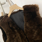 OFTBUY New Autumn Winter Luxury Clothes Outerwear Women's Real Rex Rabbit Fur Vest Fashion V-Neck Natural Fur Waistcoat Female