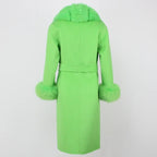 OFTBUY Winter Jacket Women Long Natural Wool Blends Cashmere Real Fur Coat Double Breasted Belt Warm Streetwear New Fashion