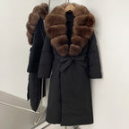 OFTBUY Real Fox Fur Collar Fluffy Puffer Jacket Female New Long Winter Down Clothing Women Thickened Warm White Duck Down Coat