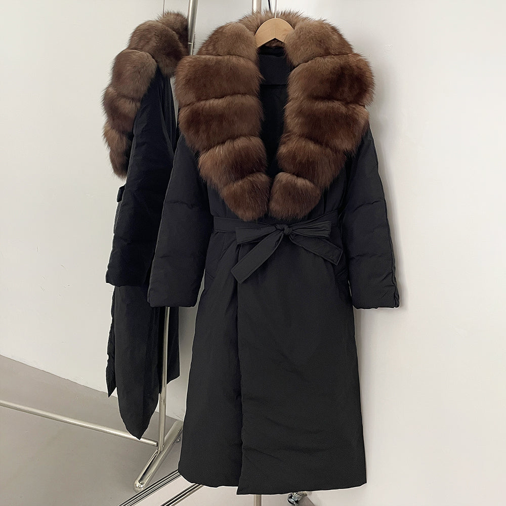 OFTBUY Real Fox Fur Collar Fluffy Puffer Jacket Female New Long Winter Down Clothing Women Thickened Warm White Duck Down Coat