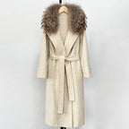 OFTBUY New Autumn Winter Long Clothing Women Natural Fur Woolen Jaket Female Fashion Warm Wool Coat with Real Fox Fur Collar