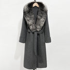 OFTBUY Long Belt 100% Wool Coat with Real Fox Fur Collar Warm Natural Fur Woolen Jacket Female New Autumn Winter Clothing Women