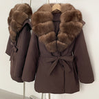 OFTBUY Natural Fox Fur Collar Fluffy Puffer Jacket Women Thickened Warm Real Fur White Duck Down Coat New Winter Parke Outerwear
