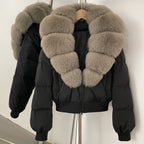 OFTBUY Knit Cuff Short Real Fox Fur Collar Duck Down Coat Female New Autumn Winter Clothes Women Genuine Fur Puffer Jacket