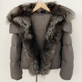 OFTBUY Ultra-Luxury 90% Duck Down Puffer Jacket with Oversized Real Fox & Raccoon Fur Collar