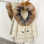 OFTBUY New Winter Genuine Fox Fur Hooded Puffer Coat Women Women's White Duck Down Jacket Outerwear Female Fashion Parkas