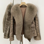 OFTBUY Short Thickened Warm Real Mink Fur Coat Female New Winter Top Clothing Women Natural Fox Fur Fluffy Outerwear Jacket Lady